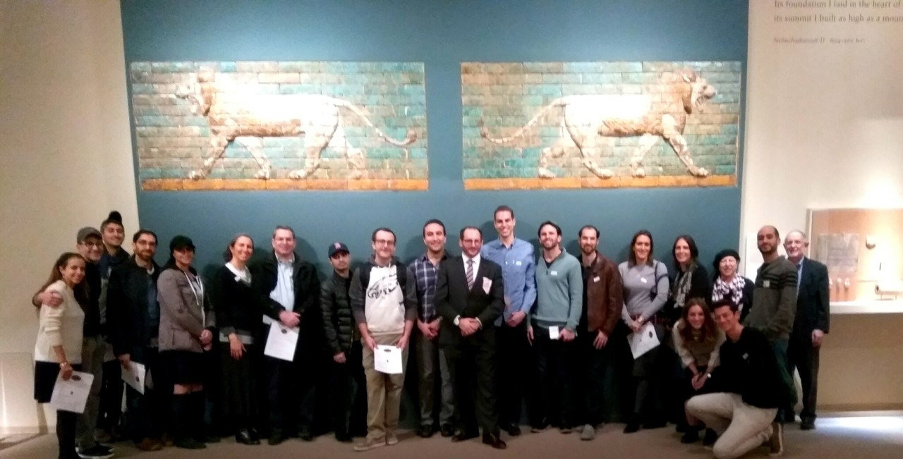 Tanach Study Group from Brooklyn, under the Lions of Babylon at the Metropolitan Museum of Art