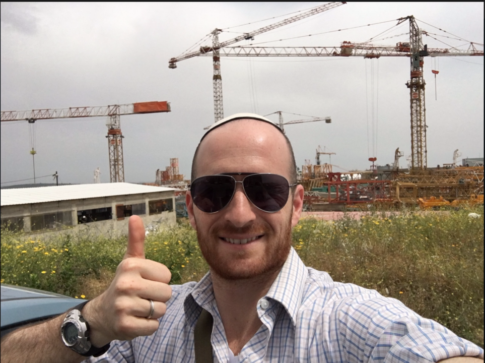 Gabi Sacket, my interviewee, in the background we see israel being built up